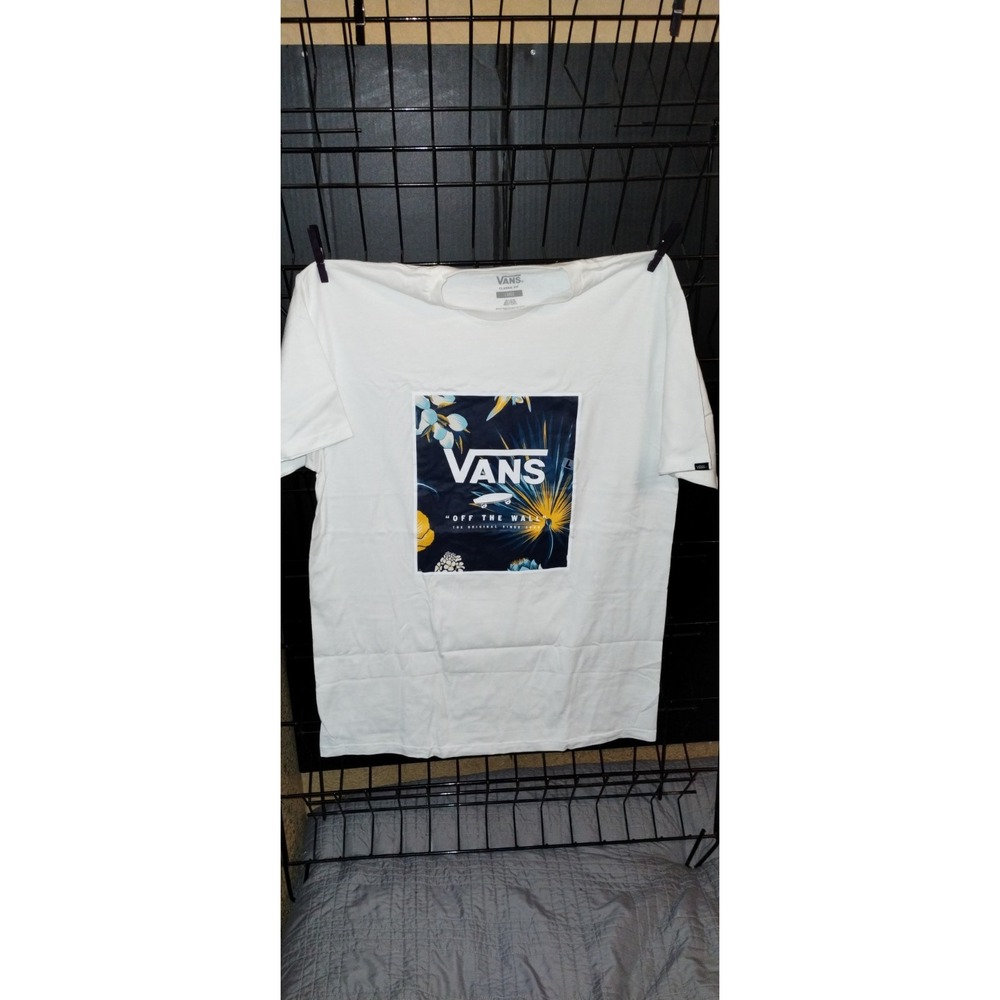 VANS White Graphic Logo Crew Neck Short Sleeve Cotton Tee Classic Fit L